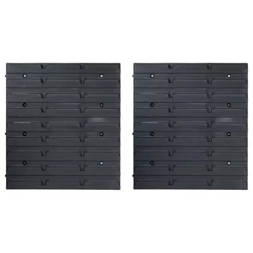  39 darabos piros és fekete tárolódoboz-készlet fali panelekkel