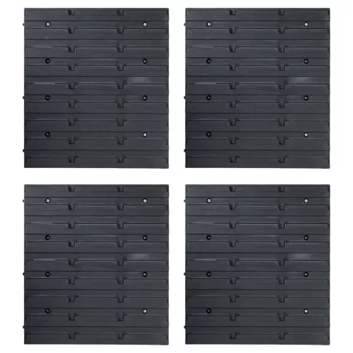  80 darabos piros és fekete tárolódoboz-készlet fali panelekkel