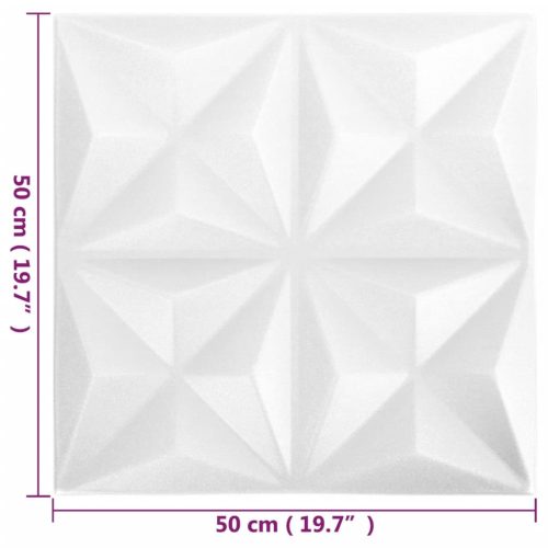  24 darab origami fehér 3D fali panel 50 x 50 cm 6 m²