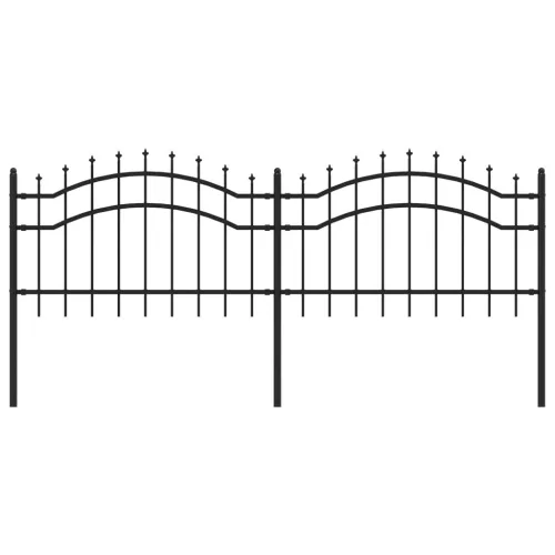  fekete porszórt acél kerti kerítés lándzsa hegyekkel 115 cm