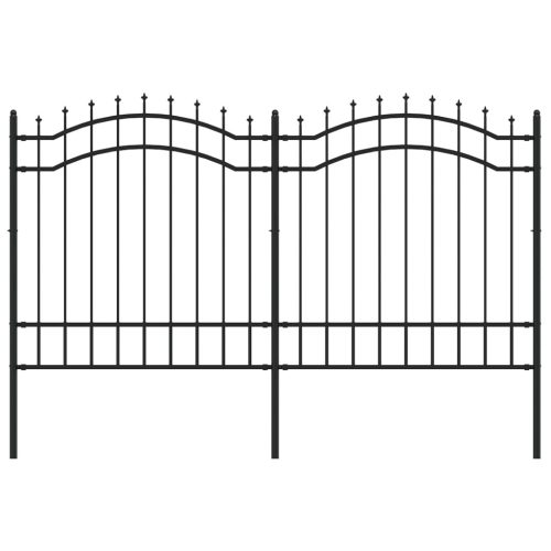  fekete porszórt acél kerti kerítés lándzsa hegyekkel 165 cm