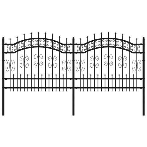  fekete porszórt acél kerti kerítés lándzsa hegyekkel 140 cm