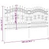  fekete porszórt acél kerti kerítés lándzsa hegyekkel 140 cm