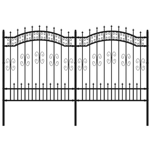  fekete porszórt acél kerti kerítés lándzsa hegyekkel 165 cm