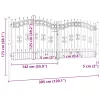  fekete porszórt acél kerítéskapu lándzsás tetejjel 305 x 125 cm