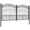  fekete porszórt acél kerítéskapu lándzsás tetejjel 305 x 150 cm