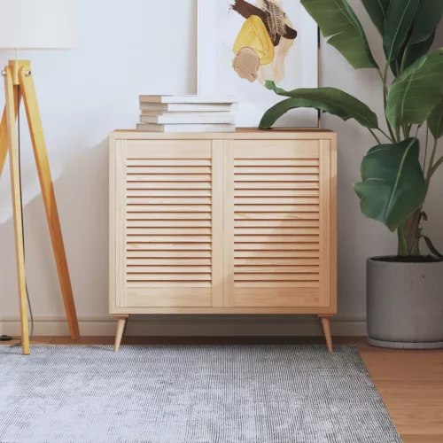  2 db tömör fenyőfa lamellás szekrényajtó 61,5 x 39,4 cm