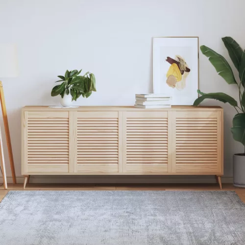  4 db tömör fenyőfa lamellás szekrényajtó 61,5 x 49,4 cm