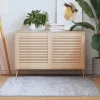  2 db tömör fenyőfa lamellás szekrényajtó 61,5 x 59,4 cm