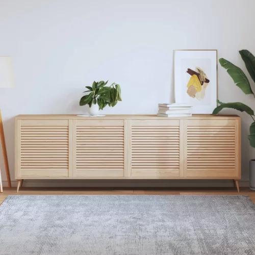  4 db tömör fenyőfa lamellás szekrényajtó 61,5 x 59,4 cm