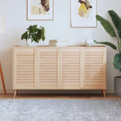  4 db tömör fenyőfa lamellás szekrényajtó 69 x 39,4 cm