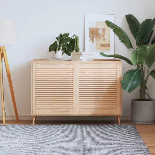  2 db tömör fenyőfa lamellás szekrényajtó 69 x 59,4 cm