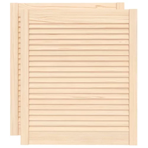  2 db tömör fenyőfa lamellás szekrényajtó 69 x 59,4 cm