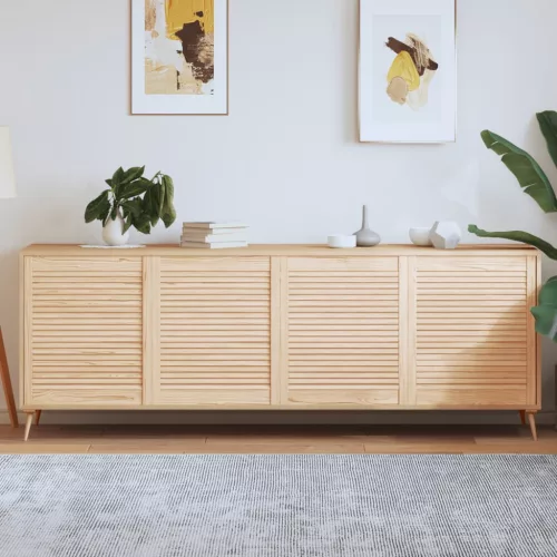  4 db tömör fenyőfa lamellás szekrényajtó 69 x 59,4 cm