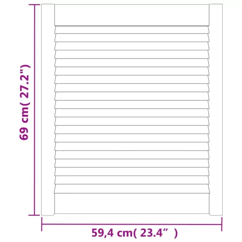  4 db tömör fenyőfa lamellás szekrényajtó 69 x 59,4 cm