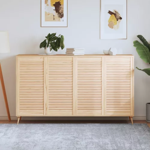  4 db tömör fenyőfa lamellás szekrényajtó 99,3 x 49,4 cm