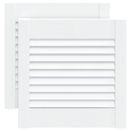  2 db fehér tömör fenyőfa lamellás szekrényajtó 39,5 x 39,4 cm