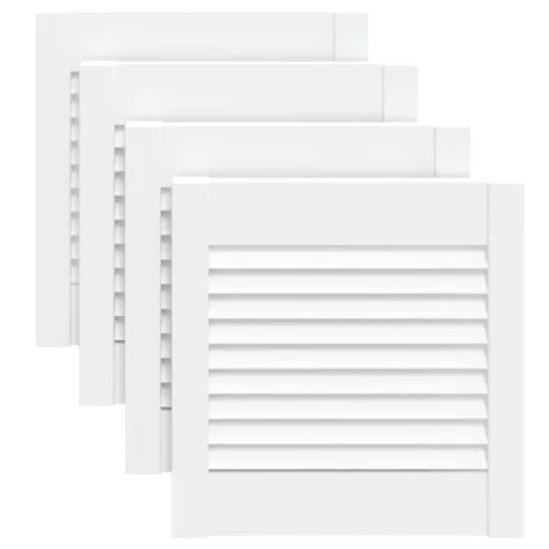  4 db fehér tömör fenyőfa lamellás szekrényajtó 39,5 x 39,4 cm