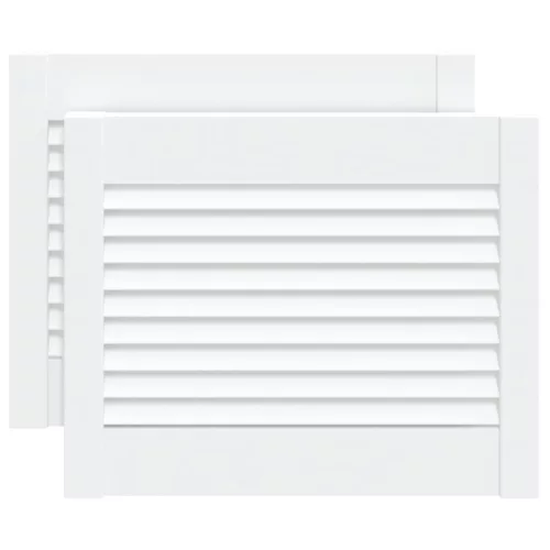  2 db fehér tömör fenyőfa lamellás szekrényajtó 39,5 x 49,4 cm
