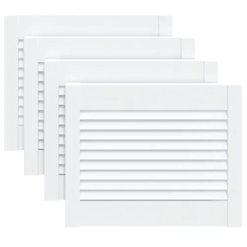  4 db fehér tömör fenyőfa lamellás szekrényajtó 39,5 x 49,4 cm