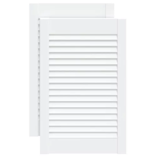  2 db fehér tömör fenyőfa lamellás szekrényajtó 61,5 x 39,4 cm