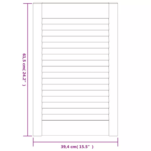  2 db fehér tömör fenyőfa lamellás szekrényajtó 61,5 x 39,4 cm