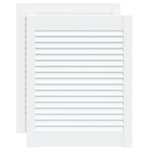  2 db fehér tömör fenyőfa lamellás szekrényajtó 61,5 x 49,4 cm