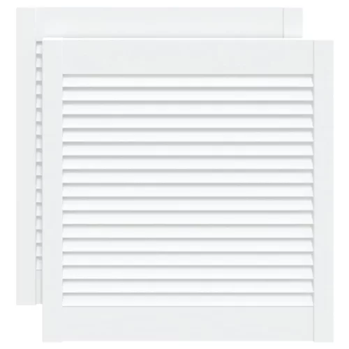  2 db fehér tömör fenyőfa lamellás szekrényajtó 61,5 x 59,4 cm