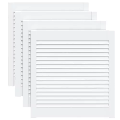  4 db fehér tömör fenyőfa lamellás szekrényajtó 61,5 x 59,4 cm