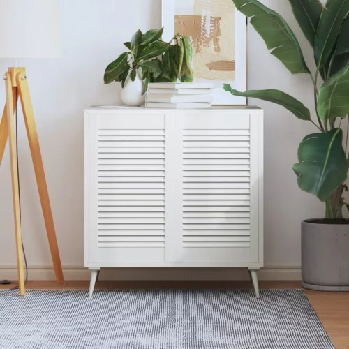  2 db fehér tömör fenyőfa lamellás szekrényajtó 69 x 39,4 cm