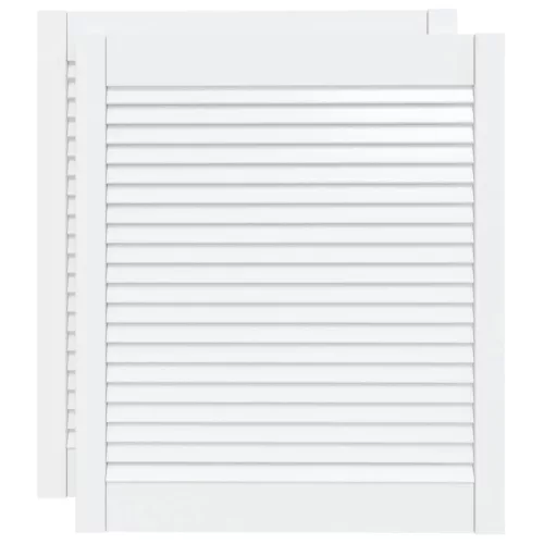  2 db fehér tömör fenyőfa lamellás szekrényajtó 69 x 59,4 cm