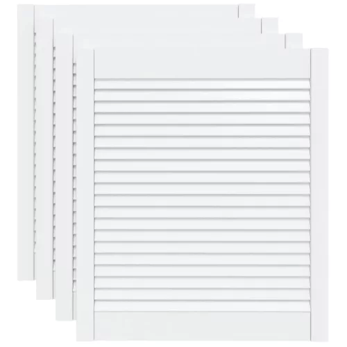  4 db fehér tömör fenyőfa lamellás szekrényajtó 69 x 59,4 cm