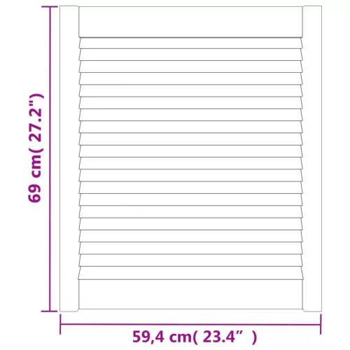  4 db fehér tömör fenyőfa lamellás szekrényajtó 69 x 59,4 cm
