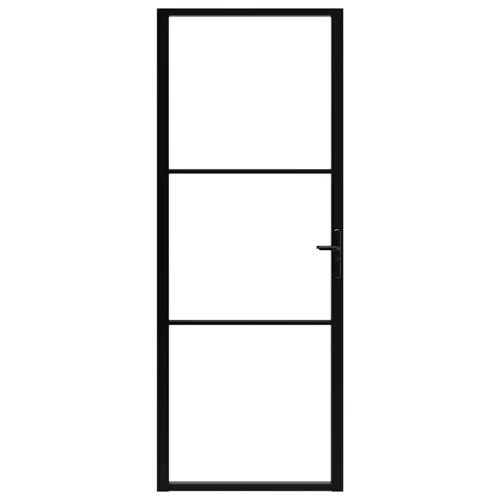  fekete ESG üveg és alumínium beltéri ajtó 76 x 201,5 cm