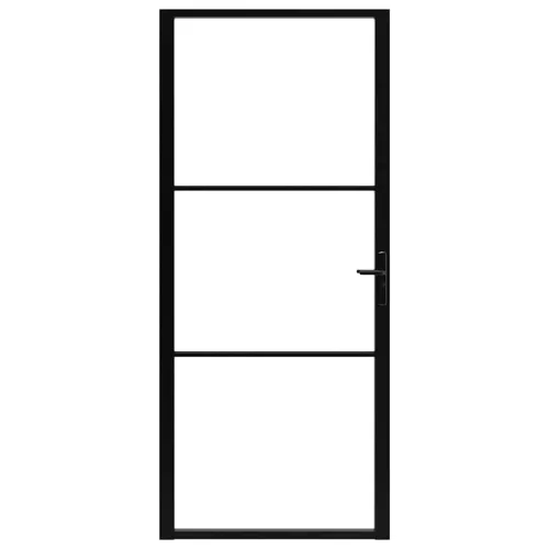  fekete ESG üveg és alumínium beltéri ajtó 102,5 x 201,5 cm