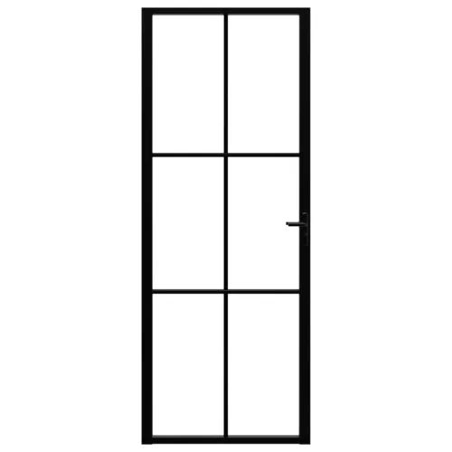  fekete ESG üveg és alumínium beltéri ajtó 76 x 201,5 cm