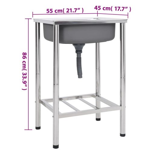  egymedencés rozsdamentes acél kempingmosogató