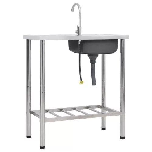  egymedencés rozsdamentes acél kempingmosogató