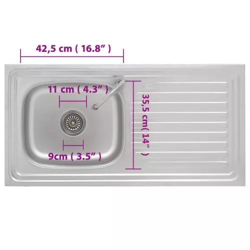  egymedencés rozsdamentes acél kempingmosogató