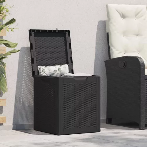  fekete PP rattan kerti tároló doboz 90 L