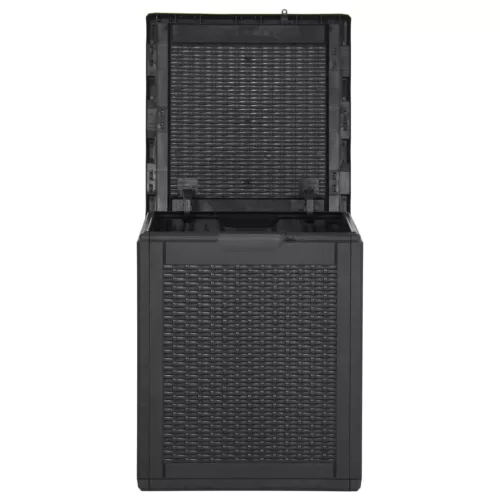  fekete PP rattan kerti tároló doboz 90 L
