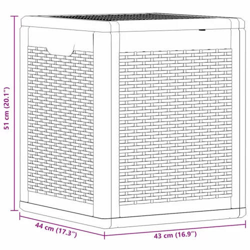  fekete PP rattan kerti tároló doboz 90 L
