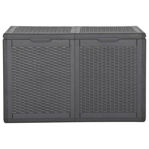  fekete PP rattan kerti tárolóláda 180 L