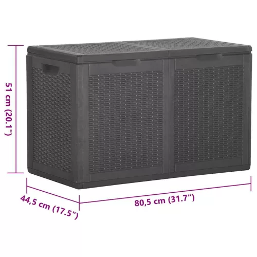  fekete PP rattan kerti tárolóláda 180 L
