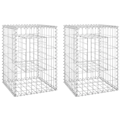   2 db vas gabionkosaras oszlop 40 x 40 x 60 cm