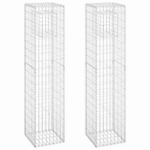   2 db vas gabionkosaras oszlop 40 x 40 x 180 cm