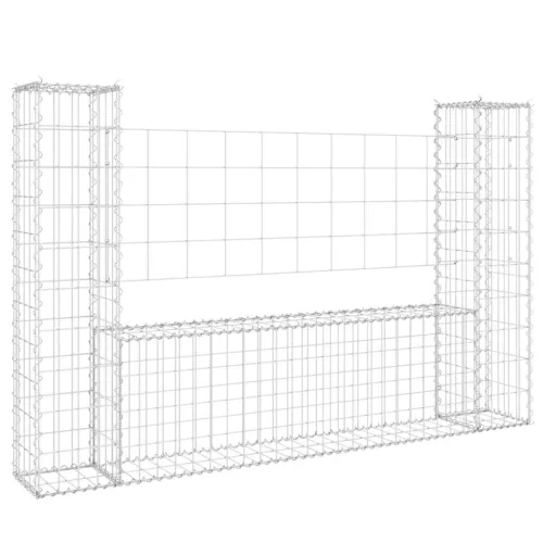   U-alakú vas gabionkosár 2 oszloppal 40 x 20 x 100 cm