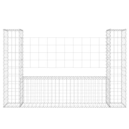  U-alakú vas gabionkosár 2 oszloppal 40 x 20 x 100 cm