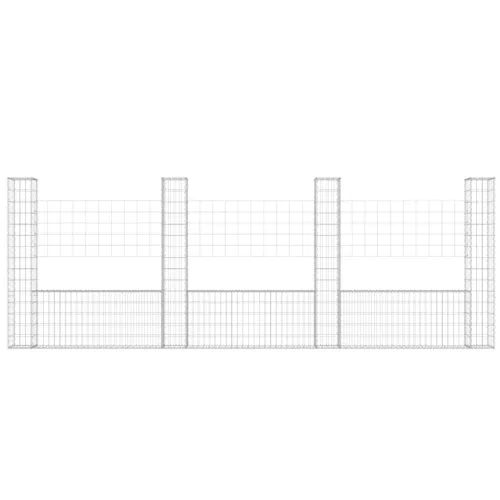   U-alakú vas gabionkosár 4 oszloppal 380 x 20 x 150 cm