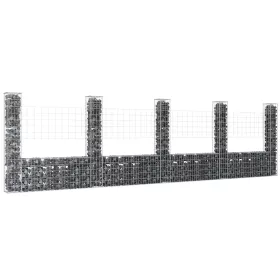   U-alakú vas gabionkosár 5 oszloppal 500 x 20 x 150 cm